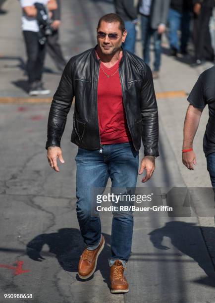 Dave Bautista is seen at 'Jimmy Kimmel Live' on April 24, 2018 in Los Angeles, California.