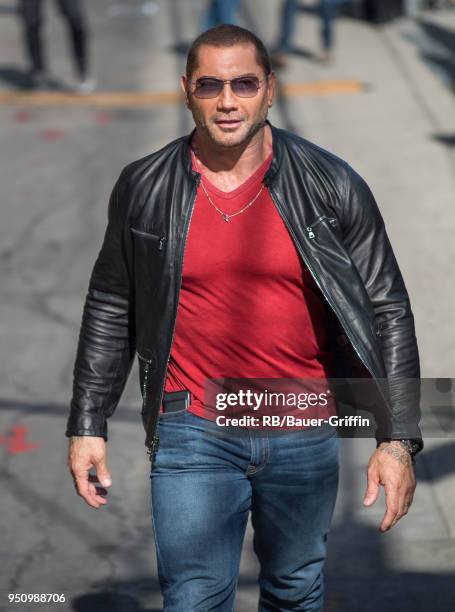 Dave Bautista is seen at 'Jimmy Kimmel Live' on April 24, 2018 in Los Angeles, California.