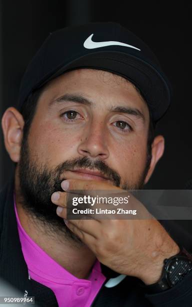 Alexander Levy of France attend a press conference prior to the start of the 2018 Volvo China Open at Topwin Golf and Country Club on April 25, 2018...