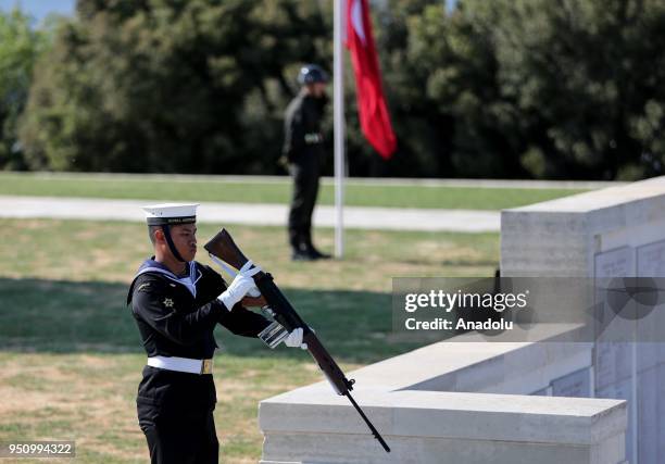 Ceremony held at Lone Pine Cemetery and Memorial in commemoration of the 103rd anniversary of Canakkale Land Battles on Gallipoli Peninsula, on April...