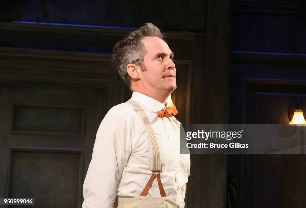 Tom Hollander at the opening night curtain call for Tom Stoppard's play "Travesties" on Broadway at The American Airlines Theatre on April 24, 2018...