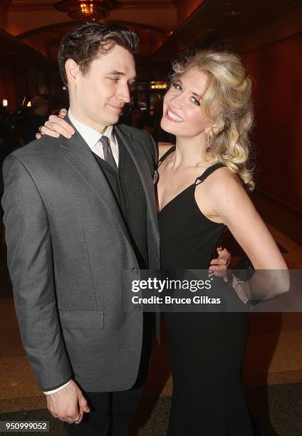 Seth Numrich and Scarlett Strallen pose at the opening night of Tom Stoppard's play "Travesties" on Broadway at The American Airlines Theatre on...