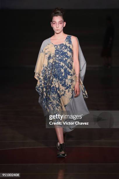 Model walks the runway during the Malafacha show at Mercedes Benz Fashion Week Mexico Fall/Winter 2018 on April 24, 2018 in Mexico City, Mexico.