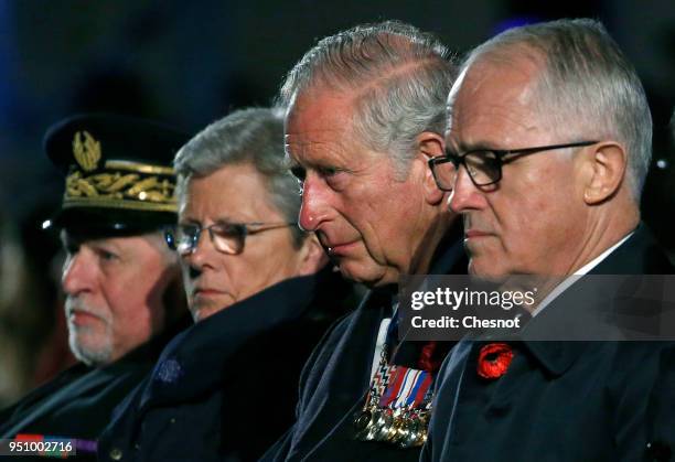 Australia's Prime Minister Malcolm Turnbull and Prince Charles, Prince of Wales attend the ceremony of the Centenary of the Battle of...