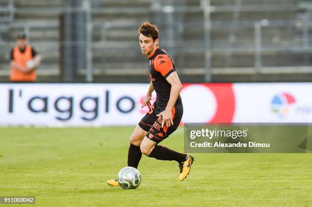 Vincent Le Goff of Lorient during the French Ligue 2 match between Nimes and Lorient at Stade des Costieres on April 24, 2018 in Nimes, France.