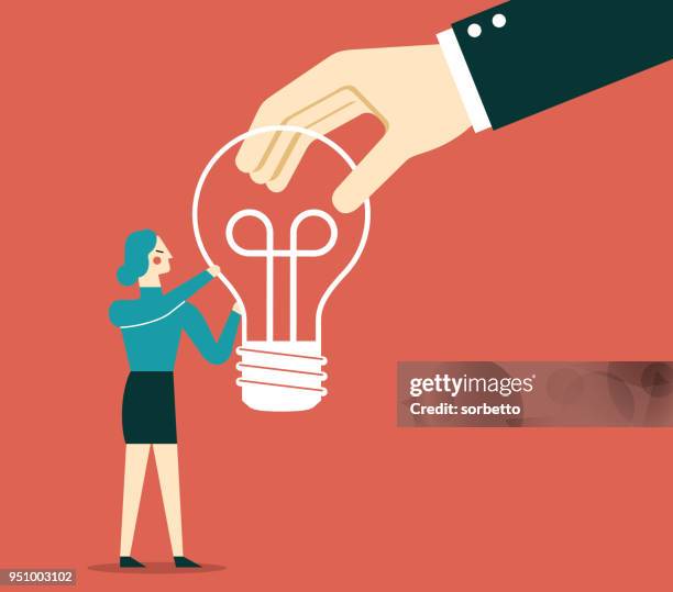 businesswoman - idea light bulb - organ harvesting stock illustrations