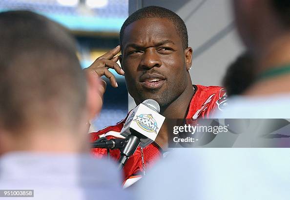 Simeon Rice Body Simeon Rice of the Tampa Bay Buccaneers listens to questions during ...