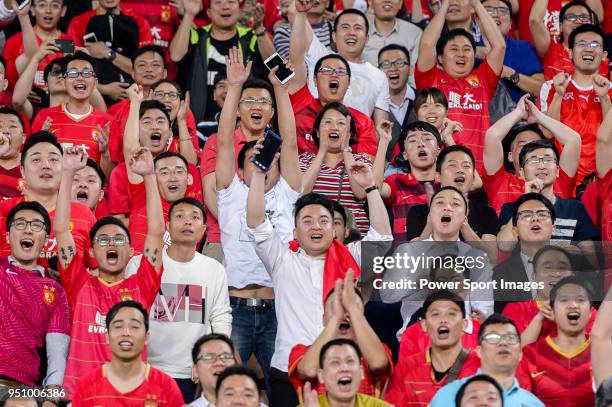 Guangzhou fans during the AFC Champions League 2018 Group G match between Guangzhou Evergrande FC vs Cerezo Osaka at Tianhe Stadium on 17 April 2018,...