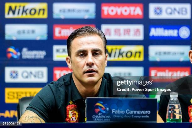 Guangzhou Evergrande Head Coach Fabio Cannavaro gestures during the AFC Champions League 2018 Group G match between Guangzhou Evergrande FC vs Cerezo...