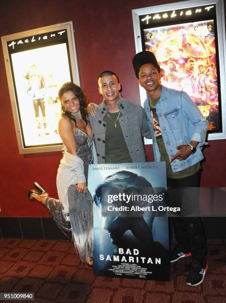 Jade Chynoweth, Carlito Olivero and Terrence Green attend the Screening Of Electric Entertainment's "Bad Samaritan" held at ArcLight Hollywood on...