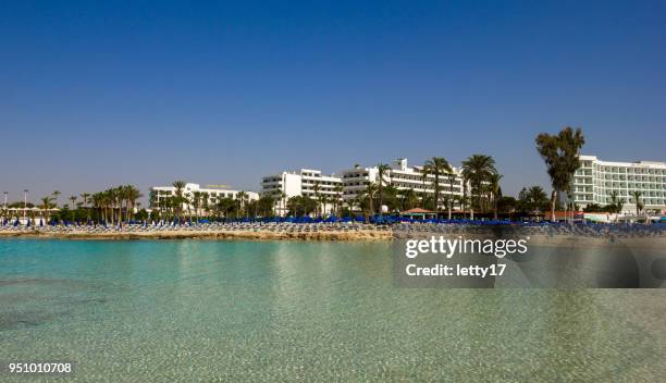 zypern nissi strand panorama - nissi beach famagusta cyprus stock-fotos und bilder