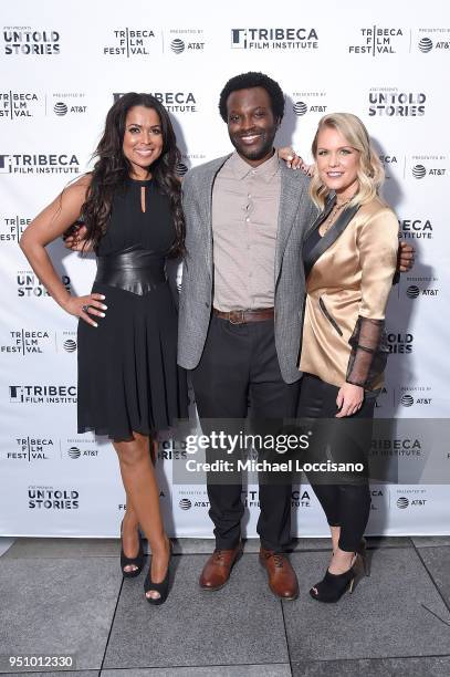 Tracey Edmonds, writer and director Faraday Okoro, and Carrie Keagan attend the after party for "Nigerian Prince" hosted by AT&T at Magic Hour...