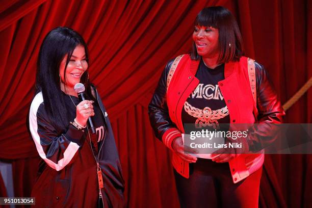 Misa Hylton and Bevy Smith on stage during the 2018 Tribeca Studios and MCM Sneak Preview Of Women's Hip Hop At Public Hotel on April 24, 2018 in New...