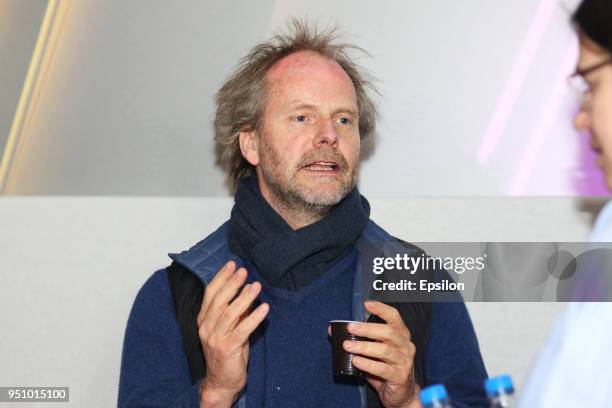 German director, documentary film maker, and screenwriter Philip Groning attends at Moscow's Film Festival in Oktyabr Cinema Hall on April 24, 2018...