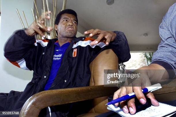 The technician of the Peruvian selection Sub-20, Julio Cesar Uribe, talks with a Peruvian journalists in a hotel at the city of Ambato, Ecuador, 16...