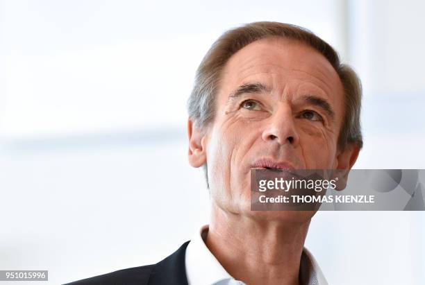 Volkmar Denner, CEO of German electronic and engineering company Bosch, speaks during the company's annual press conference at the Bosch Technology...