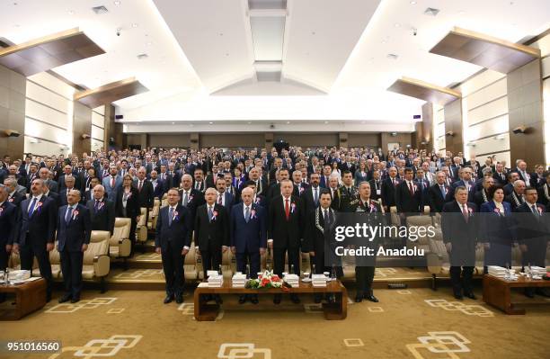 President of Turkey Recep Tayyip Erdogan, Speaker of the Turkish Grand National Assembly Ismail Kahraman, President of the Constitutional Court of...