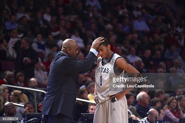 Jimmy V Classic: Georgetown coach John Thompson III with Hollis Thompson during game vs Butler at Madison Square Garden. New York, NY 12/8/2009...