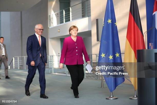 Chancellor Angela Merkel receives Australian Prime Minister Malcolm Turnbull at the Chancellery. Dinner exchanges will focus on bilateral relations,...