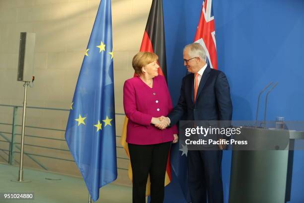 Chancellor Angela Merkel receives Australian Prime Minister Malcolm Turnbull at the Chancellery. Dinner exchanges will focus on bilateral relations,...