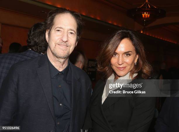 Michael Wolff and wife Polly Draper pose at the opening night of Tom Stoppard's play "Travesties" on Broadway at The American Airlines Theatre on...