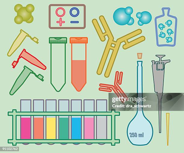 academic icons: biology - stage set stock illustrations