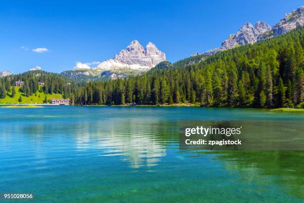 lake misurina in belluno, veneto, italy - lake misurina stock pictures, royalty-free photos & images