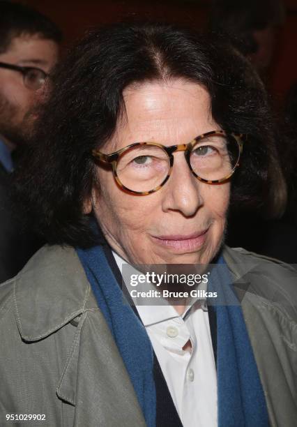 Fran Lebowitz poses at the opening night of Tom Stoppard's play "Travesties" on Broadway at The American Airlines Theatre on April 24, 2018 in New...