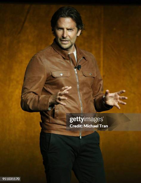 Bradley Cooper onstage during the 2018 CinemaCon - Warner Bros. Pictures "The Big Picture" an exclusive presentation held at The Colosseum at Caesars...