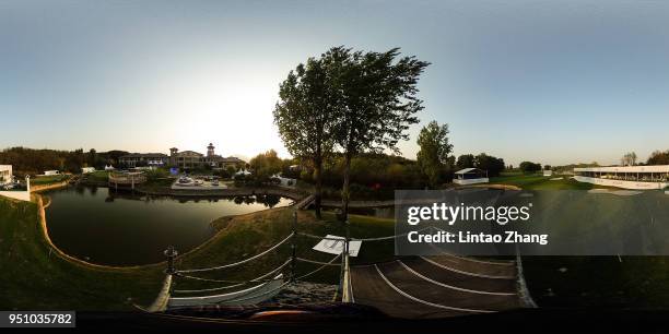 General view of the clubhouse at the Beijing Topwin Golf and Country Club ahead of the 2018 Volvo China Open at Topwin Golf and Country Club on April...