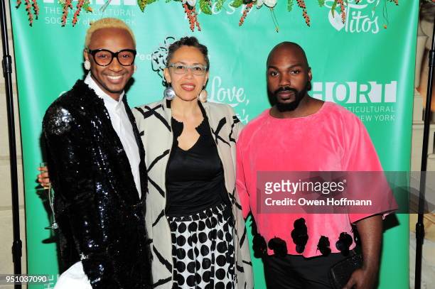 Jerome Lamar, guest and John Goodman attends The Hort's New York Flower Show Dinner Dance at The Pierre Hotel on April 24, 2018 in New York City.