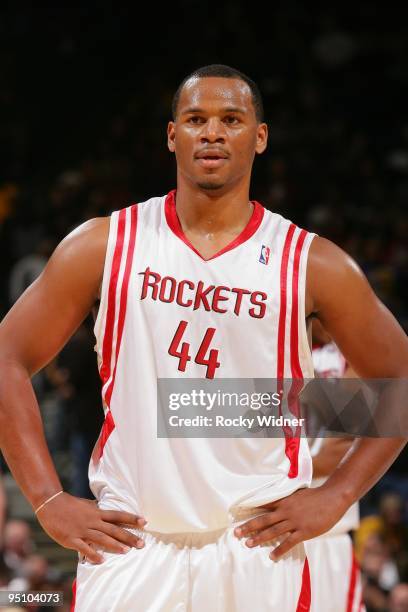 Chuck Hayes of the Houston Rockets stands on the court during the game against the Golden State Warriors on December 3, 2009 at Oracle Arena in...