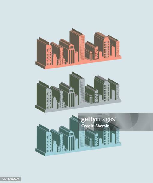 isometric city elements - isometric hospital building stock illustrations