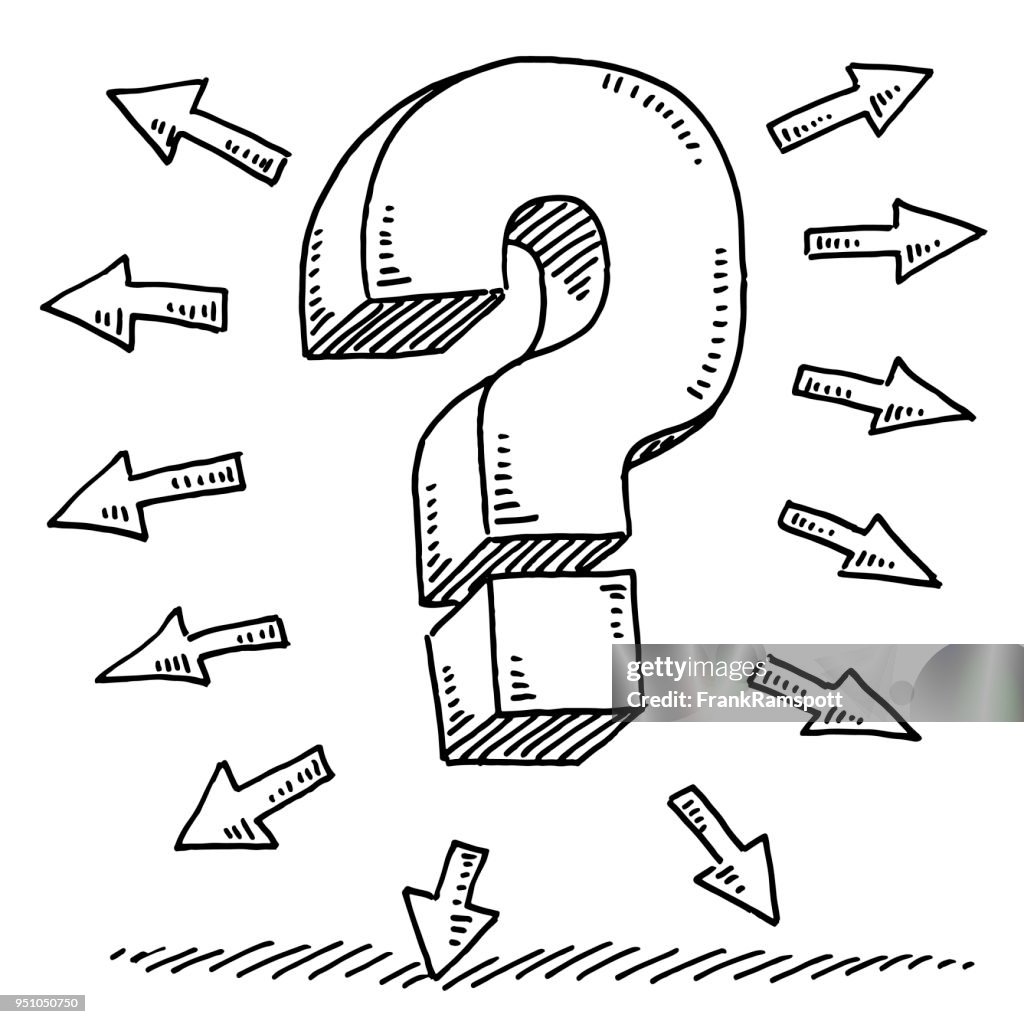 Direction Question Drawing Question Mark Uncertain Direction Drawing High-Res Vector Graphic ...
