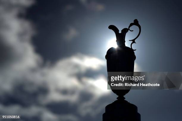 View of The Claret Jug for The Open Championship media day at Carnoustie Golf Links on April 24, 2018 in Carnoustie, Scotland. The 147th Open...
