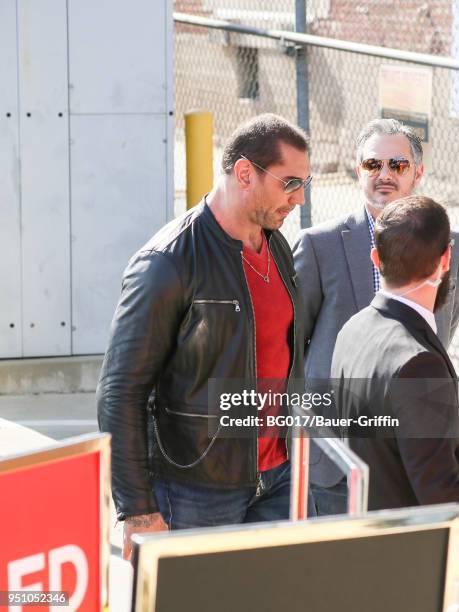 Dave Bautista is seen arriving at 'Jimmy Kimmel Live' on April 24, 2018 in Los Angeles, California.