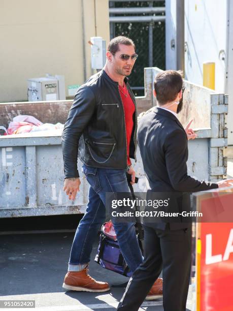 Dave Bautista is seen arriving at 'Jimmy Kimmel Live' on April 24, 2018 in Los Angeles, California.