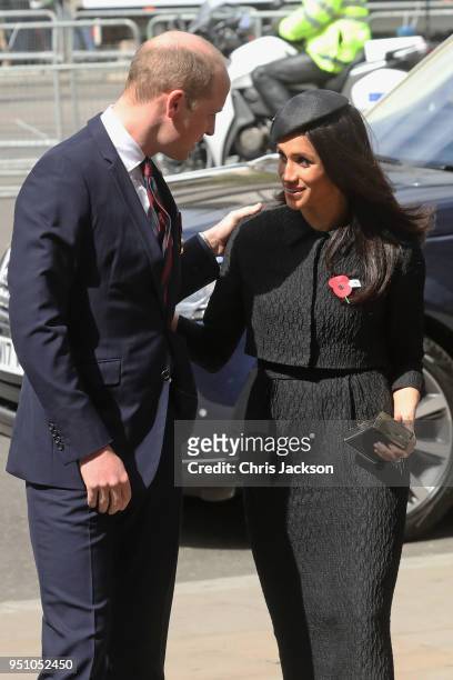 Prince William, Duke of Cambridge and Meghan Markle attend an Anzac Day Service of Commemoration and Thanksgiving at Westminster Abbey on April 25,...