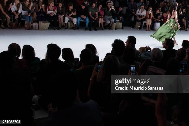 Model walks the runway during Amir Slama fashion show during Sao Paulo Fashion Week N45 SPFW Summer 2019 at Brazilian Cultures Engineer Armando de...