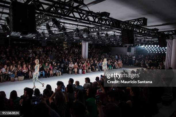 Models walk the runway during the Amir Slama fashion show during Sao Paulo Fashion Week N45 SPFW Summer 2019 at Brazilian Cultures Engineer Armando...