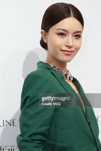 Actress Janice Man attends the Swarovski exhibition on April 25, 2018 in Hong Kong, China.