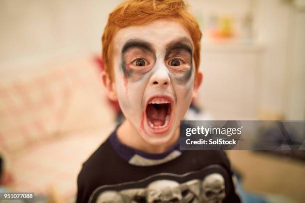 zombie skeleton boy - halloween zombie makeup stock pictures, royalty-free photos & images