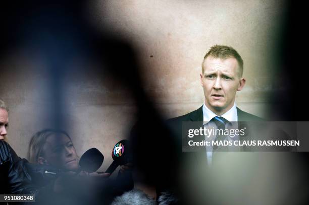 Prosecutor Jakob Buch-Jepsen speaks with journalists at a press briefing in front of the courthouse in Copenhagen after the verdict in the case of...