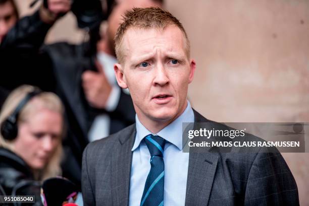 Prosecutor Jakob Buch-Jepsen speaks with journalists during a press briefing in front of the courthouse in Copenhagen after the verdict in the case...