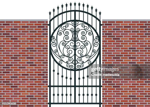 wrought iron door - wrought iron stock illustrations