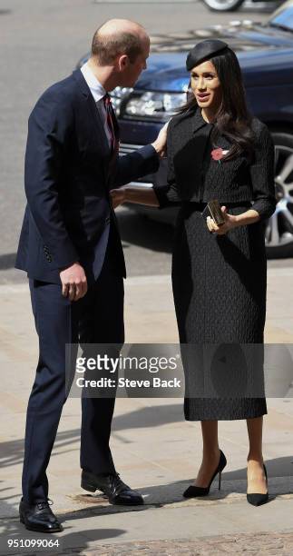 Prince William, Duke of Cambridge with Prince Harry and Meghan Markle attend an Anzac Day service at Westminster Abbey on April 25, 2018 in London,...