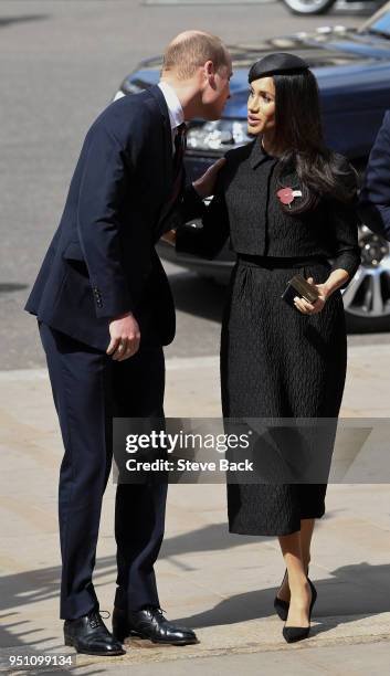 Prince William, Duke of Cambridge with Prince Harry and Meghan Markle attend an Anzac Day service at Westminster Abbey on April 25, 2018 in London,...