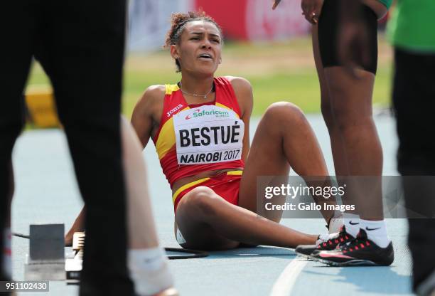 Jael Bestue of Spain after the girls 200m final during day 5 of the IAAF World U18 Championship held at Kasarani Stadium on July 16, 2017 in Nairobi,...