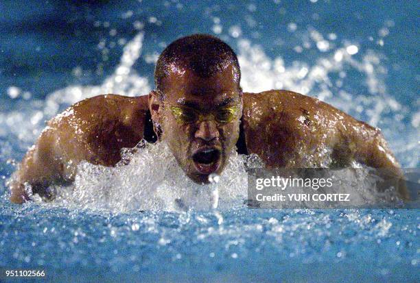 The Puertorican Andrew Livingtone competes, 28 November 2002, in the 200 meter butterfly competition of the XIX Central American and Caribbean Games...