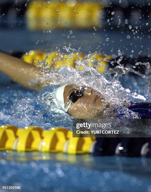 The Mexican Tatiana Maristany competes 29 November 2002 in the 200 meter reverse style swimming competition of the XIX Central American and Caribbean...